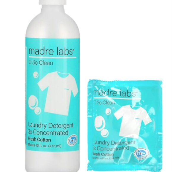 NEW Madre Labs O So Clean Laundry Detergent 3x Concentrated Fresh Cotton 16 OZ - Picture 1 of 3